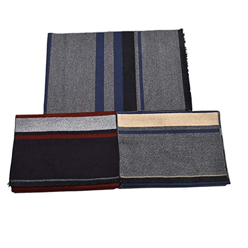 Aimfor 1 Uno Hombres Bufandas Amarillo grisáceo De Moda De Porcelana Azul y Blanca De Negocios Casual Bufanda De Pelo Corto De Algodón A e Invierno Cálido Chal Gruesofamiliares