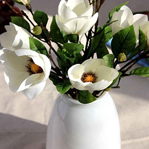 Aiming Artificial Magnolia Wedding Flower Silk Artificial Flowers Real-como decoración casera Blanco