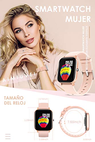 AIMIUVEI Smartwatch, Reloj Inteligente IP67 con Pulsómetro, Presión Arterial, 7 Modos de Deportes, Monitor de Sueño Caloría 1.4 Inch Pantalla Táctil Smartwatch para Mujer y Hombre (Oro)