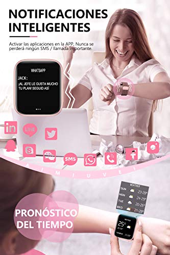 AIMIUVEI Smartwatch, Reloj Inteligente Mujer Hombre IP67 con Pulsómetro, 1.4 Inch Smartwatch Presión Arterial Monitor de Sueño GPS Podómetro Pulsera Actividad Inteligente Compatible con iOS y Android