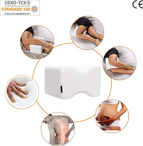 AIMO Spain Almohada cojín para piernas ortopédico de Rodilla KP-001, Facilita el Dormir de Lado, Alivia Dolores de Espalda y Caderas