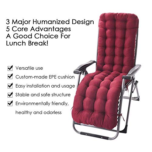 AINIYUE Cojín de Silla de salón, colchoneta reclinable para Tumbona, reposapiés para jardín al Aire Libre con cojín (sin Silla) 125x48x8cm púrpura