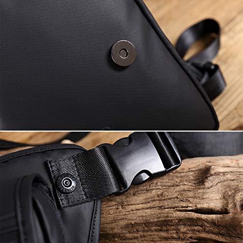 Ainstsk - Bolso Bandolera de Nailon Impermeable para Hombre, con Cremallera, para Motocicleta, riego, riñonera, Negro, Tamaño Libre