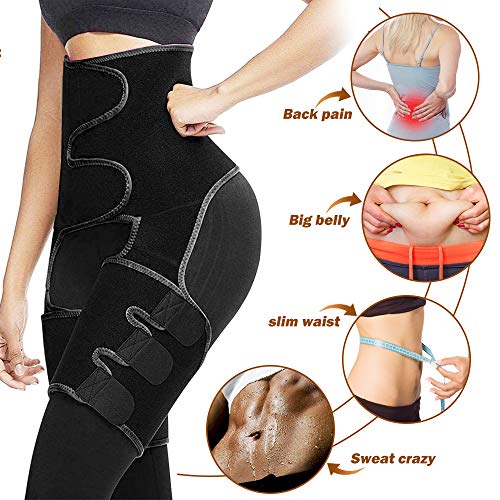 Aiooy Faja Reductora Adelgazante, Cinturón Deportivo Waist Trainer, Entrenador de Muslo de Cintura, cinturón de Entrenador de Mujer 3 en 1 Ajustable para Deporte de Soporte de Cintura -XL