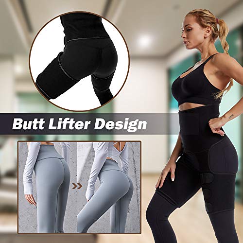 Aiooy Faja Reductora Adelgazante, Cinturón Deportivo Waist Trainer, Entrenador de Muslo de Cintura, cinturón de Entrenador de Mujer 3 en 1 Ajustable para Deporte de Soporte de Cintura -XL