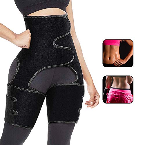 Aiooy Faja Reductora Adelgazante, Cinturón Deportivo Waist Trainer, Entrenador de Muslo de Cintura, cinturón de Entrenador de Mujer 3 en 1 Ajustable para Deporte de Soporte de Cintura -XL