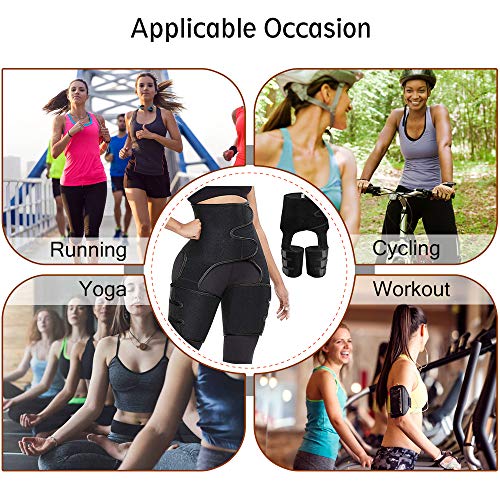 Aiooy Faja Reductora Adelgazante, Cinturón Deportivo Waist Trainer, Entrenador de Muslo de Cintura, cinturón de Entrenador de Mujer 3 en 1 Ajustable para Deporte de Soporte de Cintura -XL