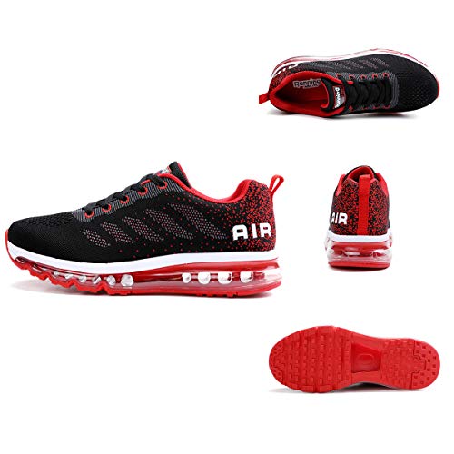 Air Zapatillas de Running para Hombre Mujer Zapatos para Correr y Asfalto Aire Libre y Deportes Calzado Unisexo Black Red 41