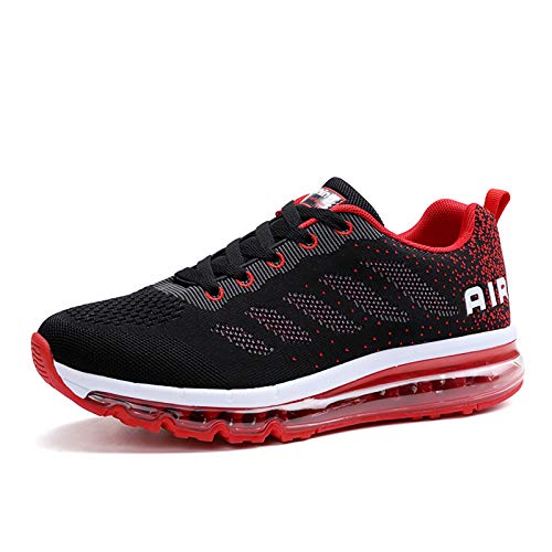 Air Zapatillas de Running para Hombre Mujer Zapatos para Correr y Asfalto Aire Libre y Deportes Calzado Unisexo Black Red 41