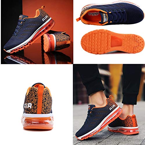 Air Zapatillas de Running para Hombre Mujer Zapatos para Correr y Asfalto Aire Libre y Deportes Calzado Unisexo Blue Orange 34