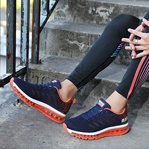 Air Zapatillas de Running para Hombre Mujer Zapatos para Correr y Asfalto Aire Libre y Deportes Calzado Unisexo Blue Orange 42