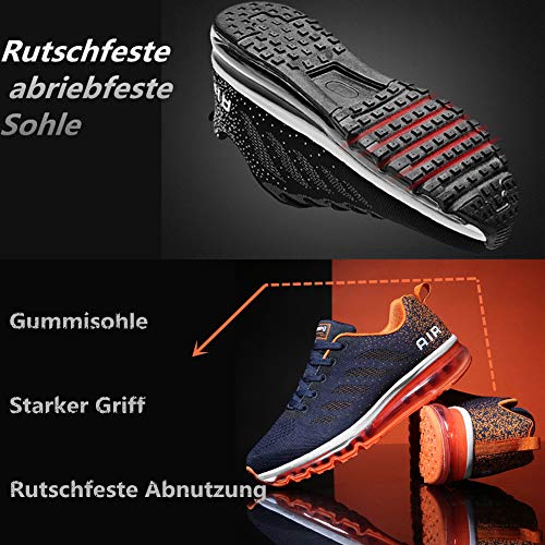 Air Zapatillas de Running para Hombre Mujer Zapatos para Correr y Asfalto Aire Libre y Deportes Calzado Unisexo Blue Orange 43