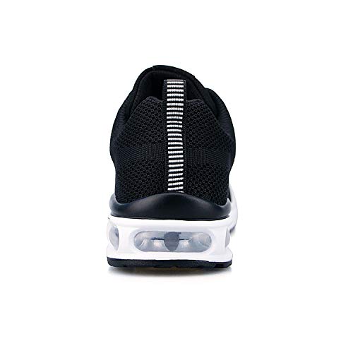 Air Zapatillas de Running para Mujer Zapatos de Fitness Gimnasia Ligero Sneakers Malla para Correr y Asfalto Aire Libre Deportes,Calzado Transpirable con Cordones(Negro, 37 EU)