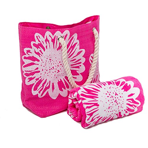 AIREE FAIREE Bolsa de Playa Para Mujer + Toalla de Playa 2 Piezas Floral