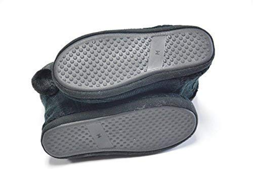 AIREE FAIREE Zapatillas de Casa para Mujer Pantuflas Mujer Invierno Casa con Bordes del Tejido de Punto y Pompons (EU 40/41, Negro)
