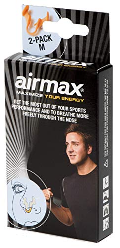 AIRMAX SPORT Medio | Dilatador nasal para una mejor respiración por la nariz. Optimización de oxígeno de 176%. Especialmente desarrollado para su uso durante el ejercicio. Airmax es utilizado por los atletas profesionales. Paquete Medio 1 + 1 gratis