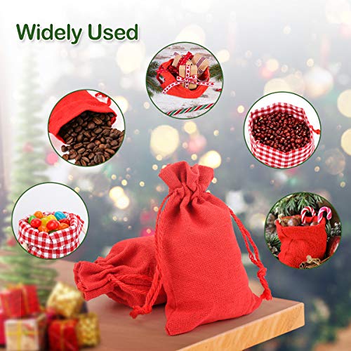 Aitsite 24 PCS Bolsa Calendario Adviento Bolsas Dulces Navidad Santa, Bag, 24 Bag de Tela + 48 Pegatinas Papel + 24 Mini Clips Madera +1 Cordones de Yute(10m)