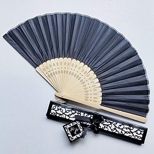 AIUIN Abanico Plegable 1 pcs Estilo Chino de Bambú Ventilador Elegante Casado abanicos Hechos a Mano（Caja de Regalo de Embalaje） (Negro)