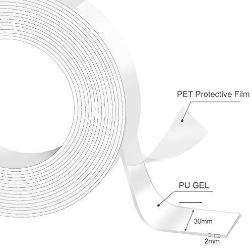 AJOXEL Cinta Adhesiva, 5M Cinta de Doble Cara Lavable Transparente Adhesivo Multifuncional, Reutilizable Nano Tape para Pared, Cuadros, Cocina, Alfombra, Fijación de Fotos