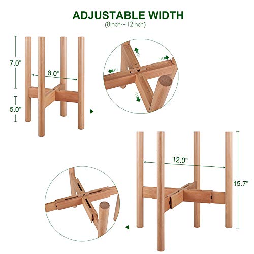Ajustable Soporte para Plantas,Soporte para Macetas Estantería de Flores de Madera de Mediados de Siglo,para el hogar,Balcón - Modern Home Decor Garden Gift(Planta y Maceta NO Incluidas) - 1 PCS