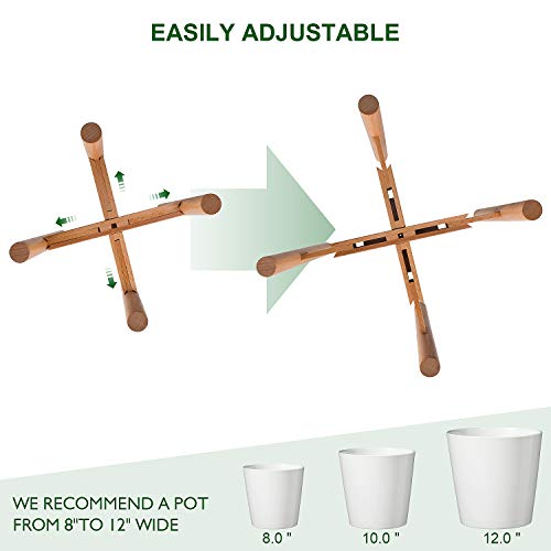 Ajustable Soporte para Plantas,Soporte para Macetas Estantería de Flores de Madera de Mediados de Siglo,para el hogar,Balcón - Modern Home Decor Garden Gift(Planta y Maceta NO Incluidas) - 1 PCS