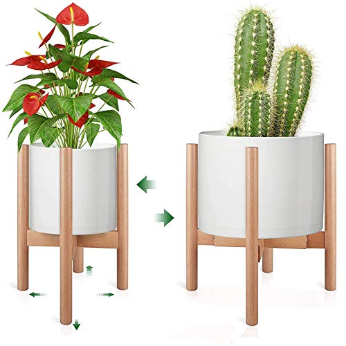 Ajustable Soporte para Plantas,Soporte para Macetas Estantería de Flores de Madera de Mediados de Siglo,para el hogar,Balcón - Modern Home Decor Garden Gift(Planta y Maceta NO Incluidas) - 1 PCS