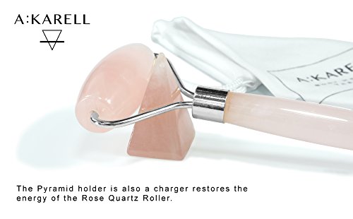 Akarell Rodillo De Jade Autentico en Cuarzo Rosa Masaje Con Piedras Faciales Masajeador Natural Antienvejecimiento Rosa Cristal Rose Quartz Roller Facial Para Cuello Cara Ojos Cuerpo Jade Roller