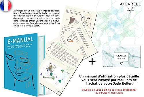 Akarell Rodillo De Jade Autentico Y Gua Sha 100% Real Piedra Masaje Faciales Natural Antienvejecimiento Para Cuello Cara Ojos Cuerpo Masajeador Con Cristal Jade Roller Facial Cuarzo Massager