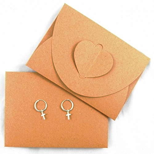 AKIEE Aros De Plata de Ley 925 Con Cruz Pluma Pendientes para Mujer Hombre (Cruz)