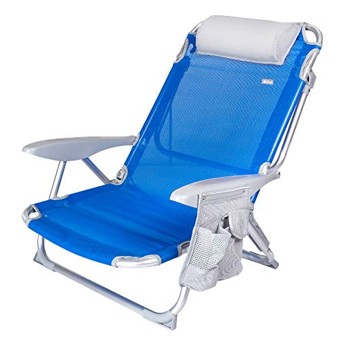 Aktive 62609 - Silla de playa 4 posiciones con cojín y posavasos Beach