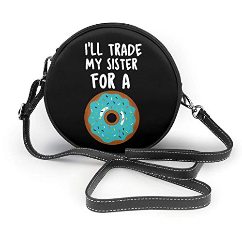 Alan Connie Cambiaré a mi hermana por una rosquilla Bolso de hombro redondo clásico Bolso bandolera de cuero