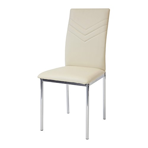 Albatros 2939 Verona Set de 4 sillas de Comedor, Beige, pie de Cromo, SGS Tested