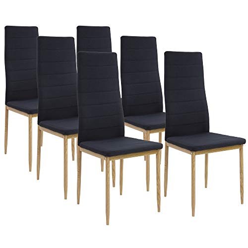 Albatros Sillas de Comedor San Remo, Set de 6, Negro, SGS Probado