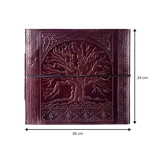 Álbum de fotos de piel en relieve grande Árbol de la vida | para adaptarse a fotos de 120 6 x 4 o 60 7 x 5 | 24 x 26 cm | Comercio justo y hecho a mano