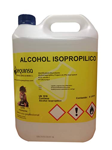 Alcohol Isopropilico 99,8%. Envase 5 Litros. Alta pureza.