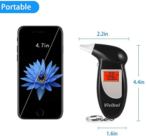 Alcoholimetro Digital, Profesional Probador de Alcohol, Probador de Alcohol portátil con Pantalla LCD, Alcoholimetro Tecnología de Sensor semiconductor, 10 boquillas
