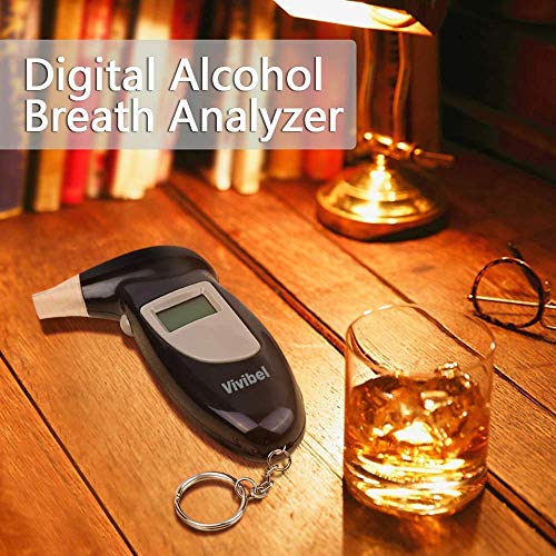 Alcoholimetro Digital, Profesional Probador de Alcohol, Probador de Alcohol portátil con Pantalla LCD, Alcoholimetro Tecnología de Sensor semiconductor, 10 boquillas