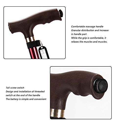 Aleación de Aluminio Viejo Hombre muletas, la lámpara LED de Cuatro pies Multiuso Muletas Mayores ergonómico Antideslizante de la Caña de antebrazo muletas de Metal de caña Ajustable Walker