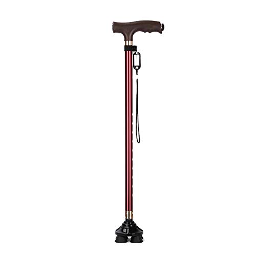 Aleación de Aluminio Viejo Hombre muletas, la lámpara LED de Cuatro pies Multiuso Muletas Mayores ergonómico Antideslizante de la Caña de antebrazo muletas de Metal de caña Ajustable Walker