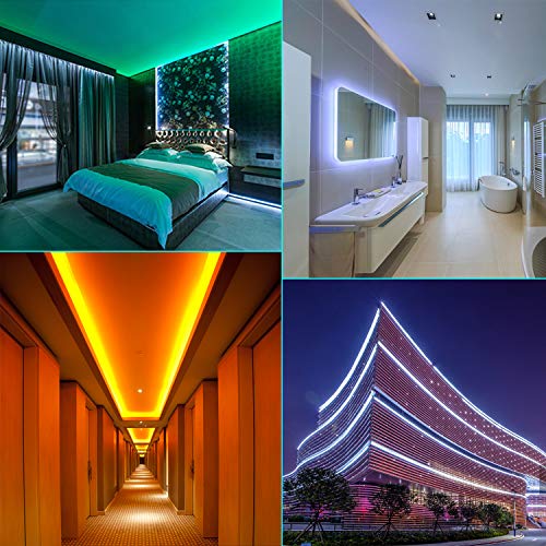 ALED LIGHT Tiras LED 5050 RGB 5m de Longitud 150 LED Multicolor Control Remoto de 44 Botones y Fuente de Alimentación