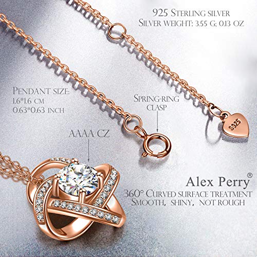 Alex Perry Collar Regalos para mujeres, madres, niñas, amigos, sus colgantes de plata, oro rosa, joyas, regalos de aniversario de cumpleaños personalizados para el día de San Valentín de la madre