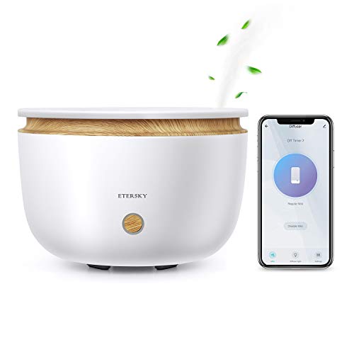 Alexa Humidificador de Aceites Esenciales, Etersky 500ml Difusor de Aromaterapia WiFi, 2 Modos Humidificador Ultrasónico con Temporizador control de APP, Alexa Echo, Google Home para Hogar, Bebé