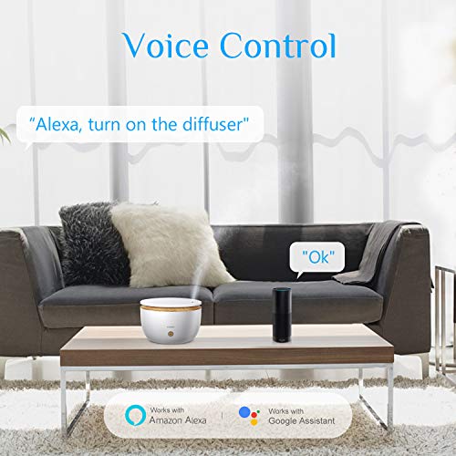 Alexa Humidificador de Aceites Esenciales, Etersky 500ml Difusor de Aromaterapia WiFi, 2 Modos Humidificador Ultrasónico con Temporizador control de APP, Alexa Echo, Google Home para Hogar, Bebé