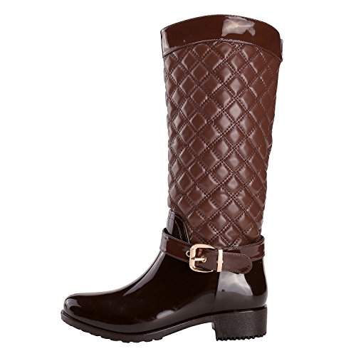 Alexis Leroy - Botas de Agua con Patrón de Cuadros para Mujer Marrón 38 EU / 5 UK