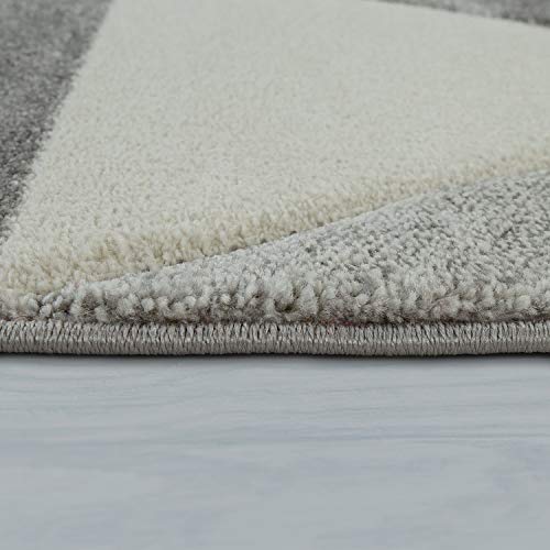 Alfombra Pelo Corto Salón Turquesa Gris Tonos Pastel Motivo Rombos Triángulos, tamaño:80x150 cm