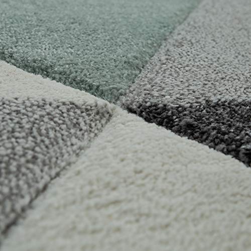 Alfombra Salón Verde Gris Tonos Pastel Pelo Corto Diseño Retro Motivo Triángulos, tamaño:80x150 cm