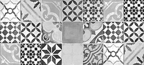 Alfombra VINILICA Estampada Vinilo DE PVC FÁCIL Limpieza Antideslizante Acolchada BALDOSA HIDRÁULICA Gris (40x60cm)