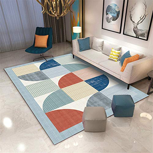 Alfombras De Juegos Para Bebes Alfombra doméstica antideslizante, antideslizante, con estampado geométrico suave, alfombra para sala de estar Alfombras Bebes Absorción De Polvo Habitacións Moqueta az