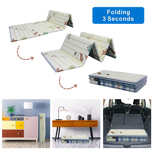 Alfombrilla de juegos para bebé, plegable, antideslizante, extragrande, reversible, impermeable, portátil, de doble cara, para niños pequeños y bebés (180x200x1.5cm)