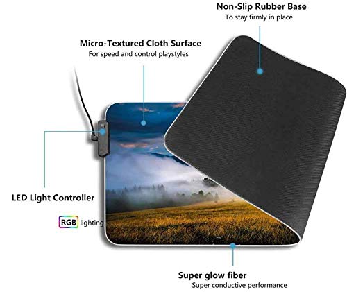 Alfombrilla de ratón para juegos, paisaje, montañas brumosas, base de goma antideslizante alfombrilla de ratón USB para ordenador para jugadores, oficina y hogar 800x300x30mm